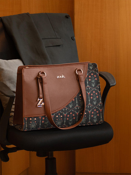 Floral Printed Structured Handheld Tote Bag