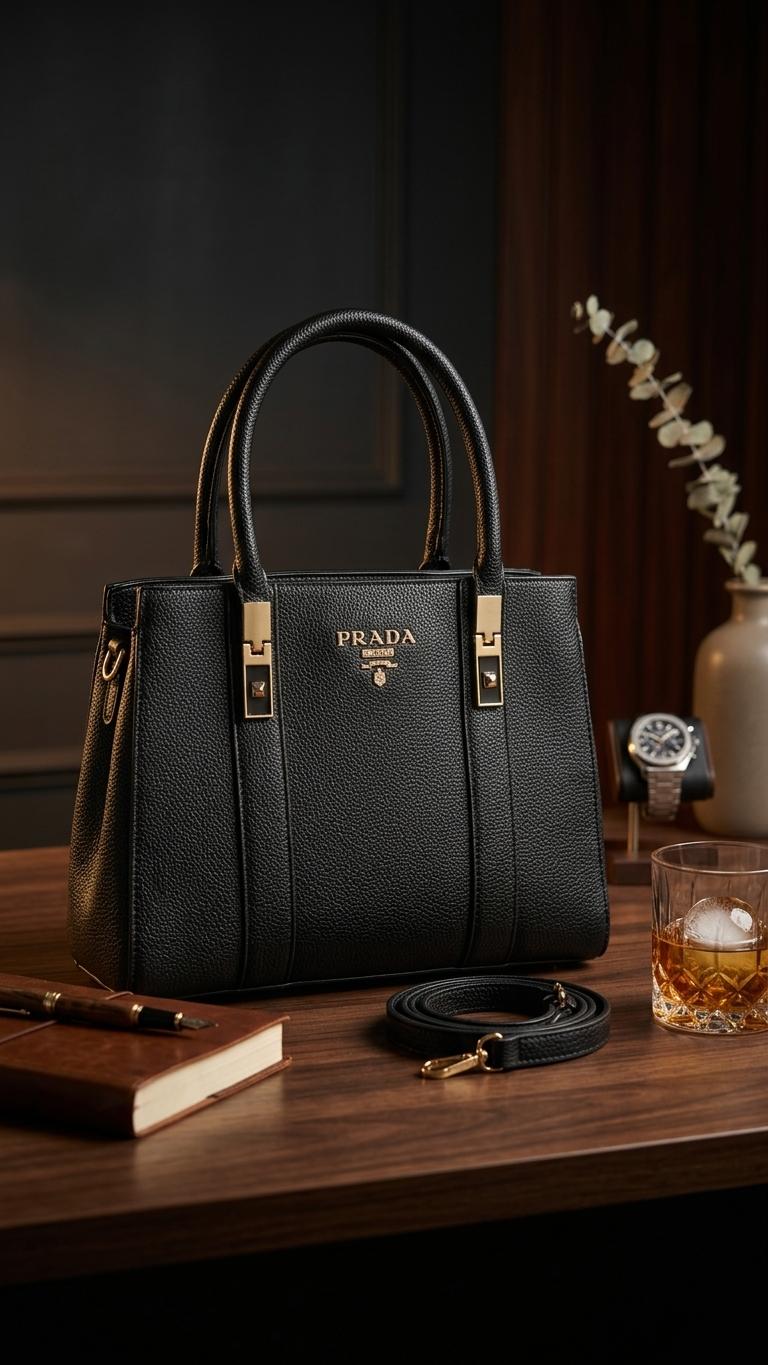 Prada Beige Double Saffiano Satchel Bag - 8162