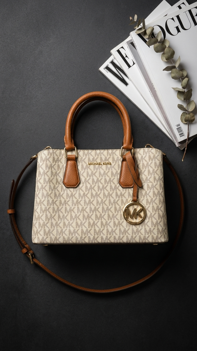 MICHAEL Michael Kors Camille Small Logo & Leather Satchel - 99180